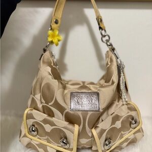 SOLD! Coach Beige and Yellow Shoulder Bag